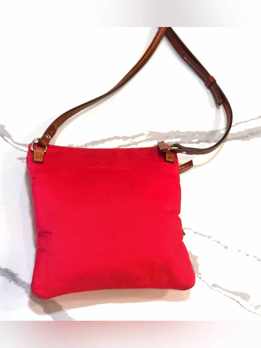 Dooney & Bourke Red Crossbody Double-Zip Pouch with Leather Trim - Picture 8 of 12
